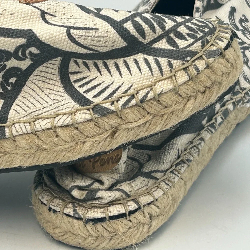 Toni Pons Black White Canvas Espadrilles Slip On Shoes Womens 40 US 9 Vegan Flat